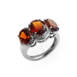 Silver 5.38ctw Honey Citrine 3-Stone Ring-SZ 6