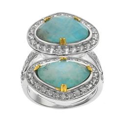 Silver Turquoise & Moonstone Doublet Ring-SZ 8