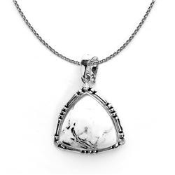 Sterling Silver Trillion Cut White buffalo Pendant