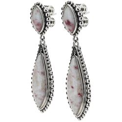 Sterling Silver Cinnabar Beaded Drop Earrings