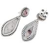 Image 2 : Sterling Silver Cinnabar Beaded Drop Earrings
