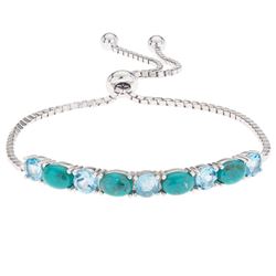 Silver Turquoise & Blue Topaz Slider Bracelet