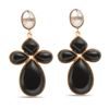 Image 1 : Silver Black Onyx & Rose Quartz Drop Earrings