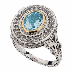 Sterling Silver Blue & White Topaz Halo Ring-SZ 6