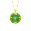 Image 1 : 18K Gold over Silver Green Jade Disc Pendant