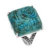 Image 1 : Sterling Silver Turquoise Rose Carved Ring-SZ 8