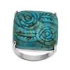 Image 2 : Sterling Silver Turquoise Rose Carved Ring-SZ 8