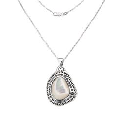 Sterling silver MOP & Marcasite Freeform Pendant