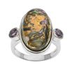 Image 1 : Silver Bronzed Abalone & Amethyst Ring-SZ 7