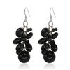 Image 1 : Sterling Silver Black Agate Cluster Drop Earrings