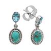 Image 1 : Silver Campo Turquoise & Blue Topaz Drop Earrings