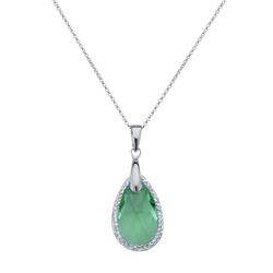 Sterling Silver Green Swarovski Teardrop Pendant