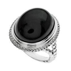 Silver Velvet Obsidian Rope Textured Ring-SZ 7