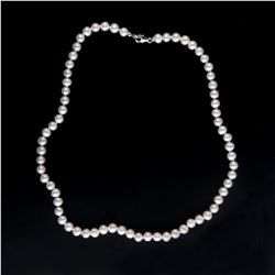 Silver White Freshwater Pearl Necklace 18"