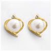 Image 1 : 18K Gold over Silver Pearl Heart Stud Earrings
