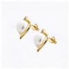 Image 2 : 18K Gold over Silver Pearl Heart Stud Earrings