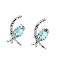 Sterling Silver Sky Blue Topaz Bird Stud Earrings