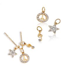14K Gold embraced Delicate Charm Necklace