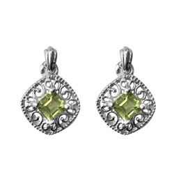 Silver Tone Peridot Stud Earrings