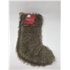 Image 1 : 20inch Faux Fur Stocking-Brown