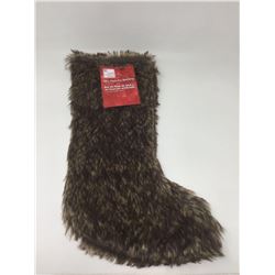 20inch Faux Fur Stocking-Dark Brown