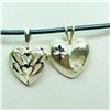 Image 1 : Sterling Silver 2 Heart Shaped Pendants With Cord Necklace (~weight 4.5g), Suggested Retail Value $1