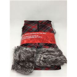 60 inch Tartan and Faux Fur Tree Skirt