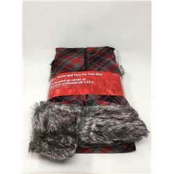 60 inch Tartan and Faux Fur Tree Skirt