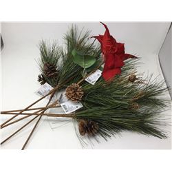 Lot of 20 inch Decorative Spray-Greenery and Pointsetta