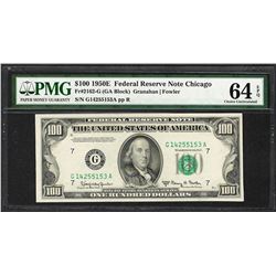 1950E $100 Federal Reserve Note Chicago Fr.2162-G PMG Choice Uncirculated 64EPQ