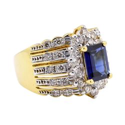 18KT Yellow Gold 1.58 ctw Sapphire and Diamond Ring
