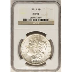 1881-S $1 Morgan Silver Dollar Coin NGC MS65 Amazing Toning