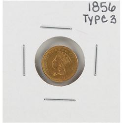 1856 $1 Type 3 Indian Princess Head Gold Dollar Coin -Damaged