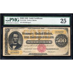 1882 $500 Gold Certificate Note Fr.1216b PMG Very Fine 25