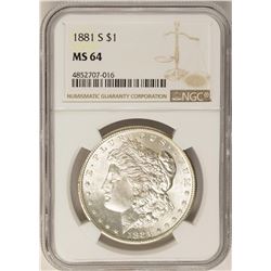 1881-S $1 Morgan Silver Dollar Coin NGC MS64 Nice Reverse Toning