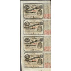 Uncut Sheet of (4) State of Louisiana Baby Bond Obsolete Notes