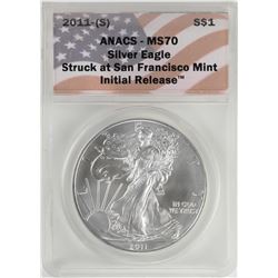 2011-S $1 American Silver Eagle Coin ANACS MS70