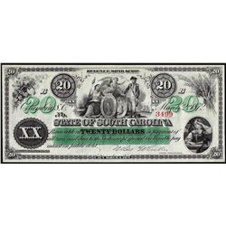 1872 $20 State of South Carolina Obsolete Note