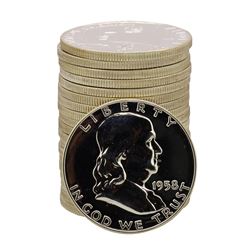 Roll of (20) Proof 1958 Franklin Half Dollar Coins