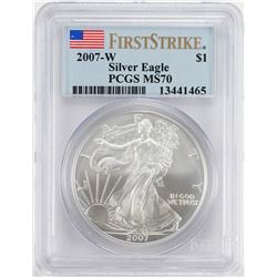 2007-W $1 American Silver Eagle Coin PCGS MS70 First Strike
