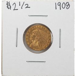 1908 $2 1/2 Indian Head Quarter Eagle Gold Coin