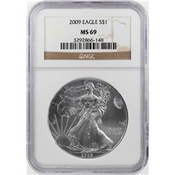 2009 $1 American Silver Eagle Coin NGC MS69