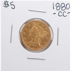 1880-CC $5 Liberty Head Half Eagle Gold Coin