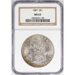 1887 $1 Morgan Silver Dollar Coin NGC MS63 Nice Toning