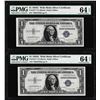 Image 1 : (2) Consecutive 1935G $1 Silver Certificate STAR Notes PMG Choice Uncirculated 64EPQ