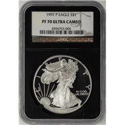 1997-P $1 Proof American Silver Eagle Coin NGC PF70 Ultra Cameo Black Core