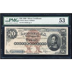 1880 $20 Silver Certificate Note Fr.310 PMG About Uncirculated 53