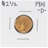 Image 1 : 1914-D $2 1/2 Indian Head Quarter Eagle Gold Coin