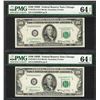 Image 1 : Lot of (2) 1950E $100 Federal Reserve Notes Chicago PMG Choice Uncirculated 64EPQ