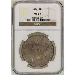 1886 $1 Morgan Silver Dollar Coin NGC MS65